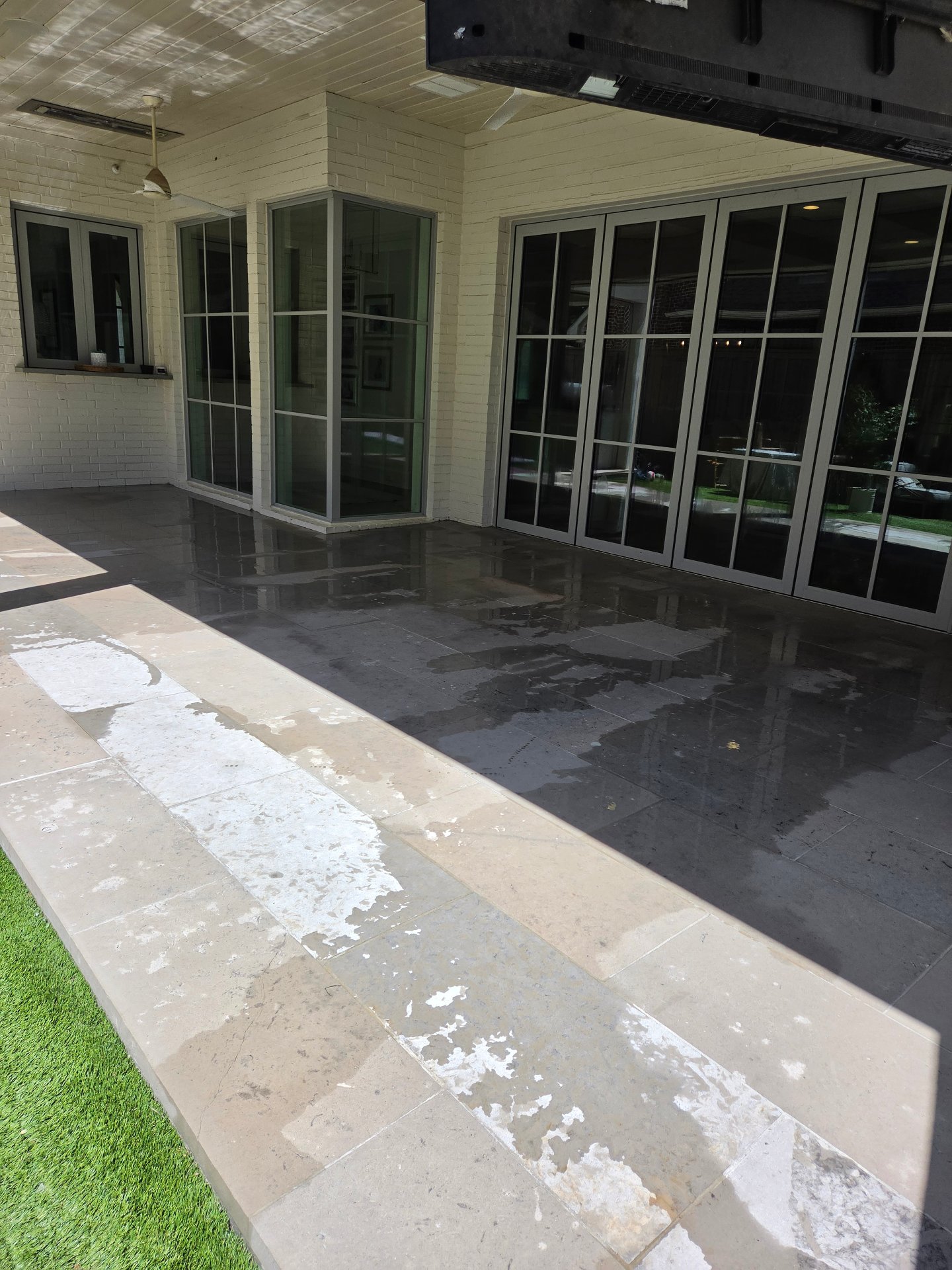 Residential patio after professional pressure washing